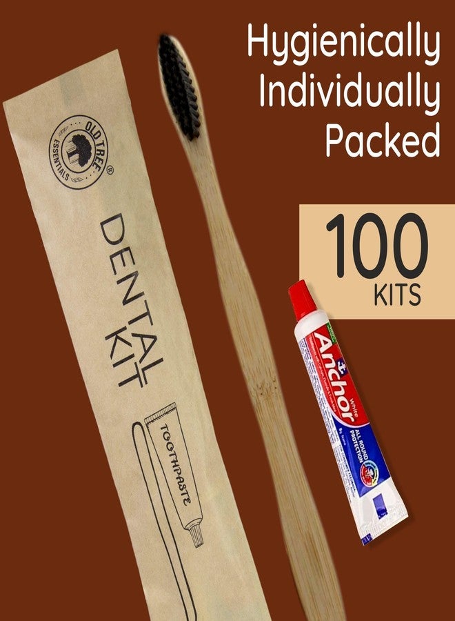 أولد تري مجموعة أدوات العناية بالأسنان الصديقة للبيئة من أولد تري (عبوة من 50 قطعة) - فرشاة أسنان من الخيزران ومعجون أسنان أنكور 8 غرام في كيس من ورق الكرافت | مستلزمات غرف الضيوف للفنادق والمنتجعات ودور الضيافة والمستشفيات - Image 2